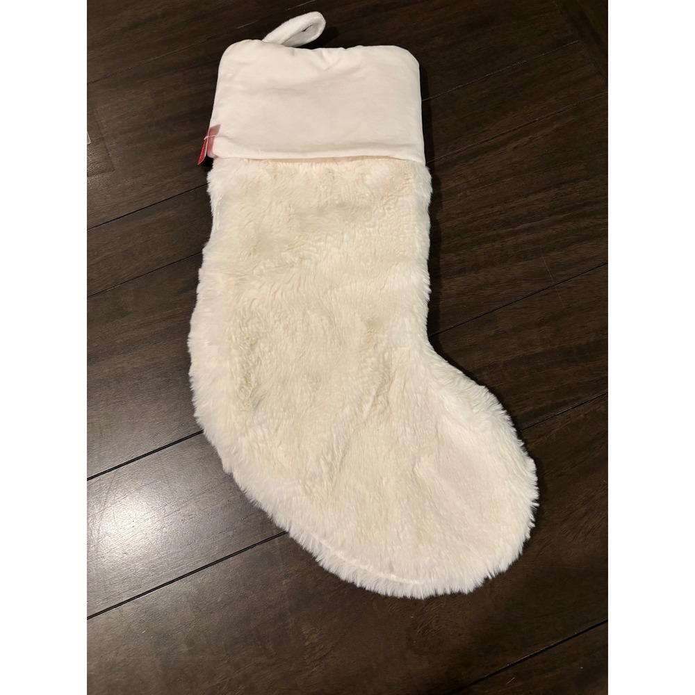 Wondershop Target Faux Fur Christmas Stocking Cream Ivory Plush 20 Inch NWT
